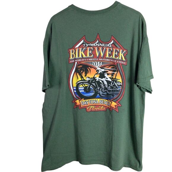 2014 73rd Annual Bike Week Daytona Beach Florida T Shirt Green 2XL - Picture 1 of 5